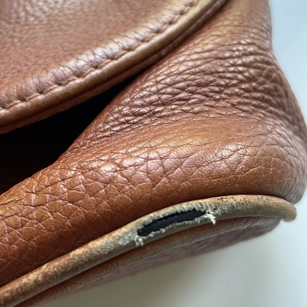 Vintage Coach Messenger Style Briefcase Saddle Pebbled Leather